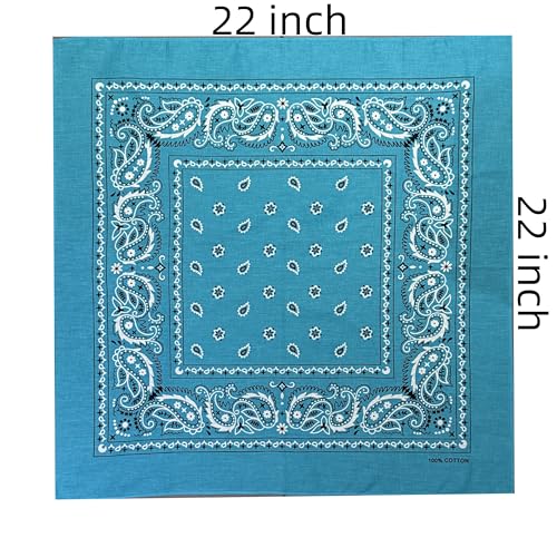 Vamqor 100% Cotton 10 Pack Fine Bandanas - color: Turquoise