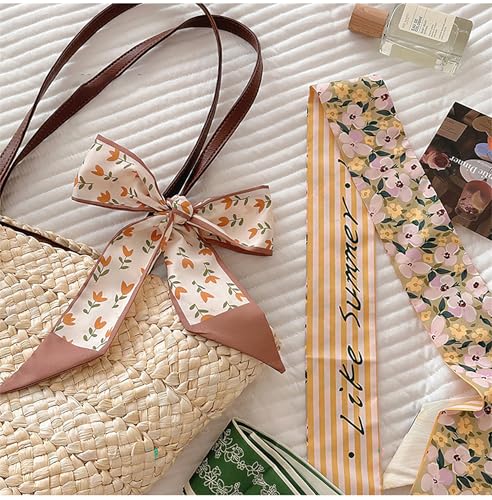 4 Pack Purse Scarf Handbags For Women,Boho Scarrves for Bag Hair Accessories Handle Fashion Lightweight - color: Khaki