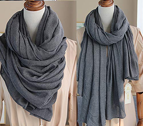 woogwin Women's Cotton Scarves Lady Light Soft Fashion Solid Scarf Wrap Shawl - color: Darkgrey