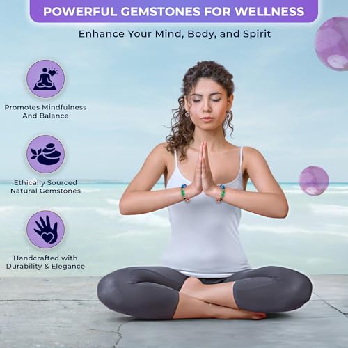 Protection and Healing Bracelet for Women - Handmade 7 Chakra Jewelry Crafted with Genuine Gemstones - Adjustable 8mm Bead Bracelet - Pulsera Para Mujer - Elegant Spiritual Accessory