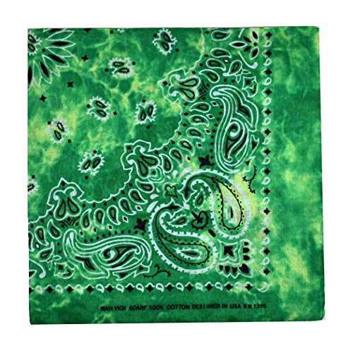 NYFASHION101 Unisex Double Sided Print Paisley Cotton Bandana Head Wrap Scarf - color: Green Tie Dye
