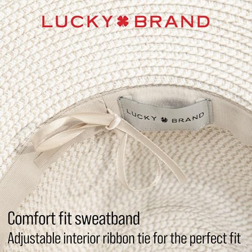 Lucky Brand Straw Hat | Travel | Vacation | Sun Protection | Lightweight | Breathable | Summer | Beach | Straw - color: Leather Tie - Gray