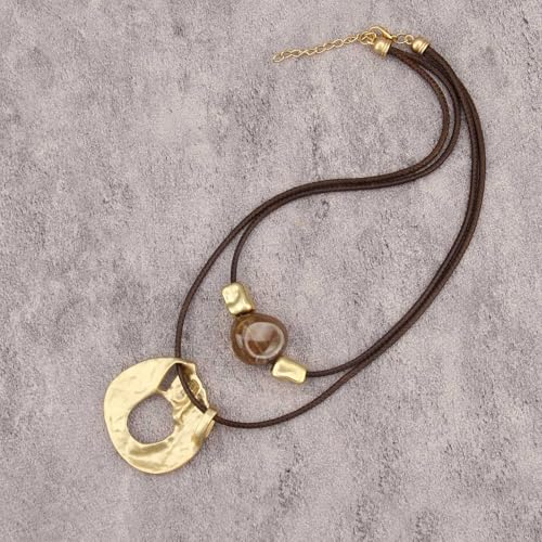 Chunky Necklace for Women Boho Pendant Necklace Statement Western Choker Necklaces for Women Vintage Bohemian Jewelry - style: Bohemian Boho Necklace