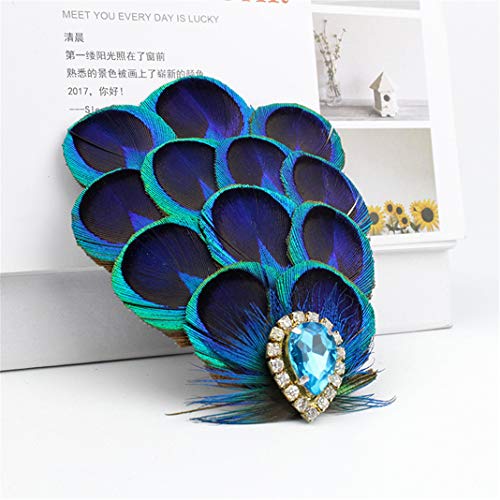 Fascinator Peacock Feather Hair Clips Flapper Headband Art Deco 20's Accessories for Women - color: 07green