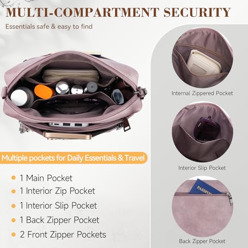 MEITRUE Crossbody Bags for Women, Vegan Leather Crossbody Purse Trendy Multi Pockets Shoulder Handbag with Tassel - color: 09-antique Purple