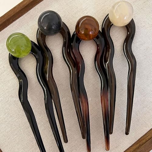 4 Pcs French Hair Forks U Shaped Hair Pins Vintage Bun Hair Sticks French Hair Pins for Women Girls,Random Style