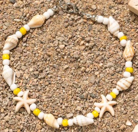 XAM 4pcs Bohemian Beach Charm Bracelet Set - Starfish & Shell Summer Jewelry for Vacation - color: C