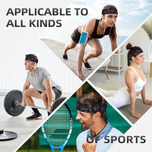 Sports Tie Headband Bandana Running Athletic Sweat Band Elastic Adjustable Sport Head Tie for Men Women Head Ties Ninja Tie Headbands Tennis Sweatbands Soccer Basketball Teams Running Head Band - color: Black camo