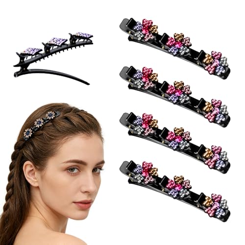 Sparkling Crystal Stone Braided Hair Clips, 2026 New Rhinestone Hair Clips Hair Braid Clips, Girls/Women Hair Accessories for Styling Sectioning (21#) - color: 21#
