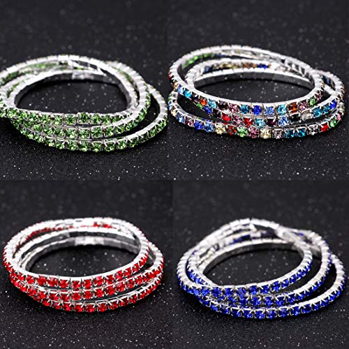 Zealmer Sparkle Multicolor Rhinestone Stackable Stretch Bracelets for Women - color: 8pcs multicolor