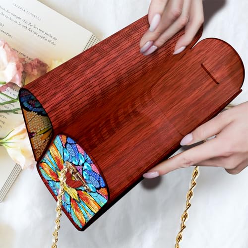 C'eitura DIY Mandala Diamond Art Painting Wooden Purse Kit with Chain, 5D Diamond Art Change Pouch, Handmade Craft for Women, Unique Gift Idea - color: SKB201
