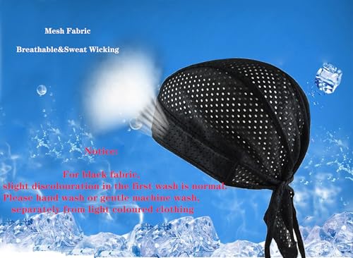 PURFUN Men Women Breathable Cycling Bandana Headscarf Adjustable Sweat Wicking Quick Dry Mesh Head Scarf Wrap Liner Skull Cap - color: Black+white