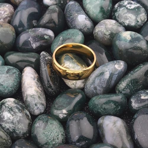 8mm Gold Tungsten Rings for Men Women Fashion Jewelry Engagement Wedding Bands Domed Polished Comfort Fit Size7-13