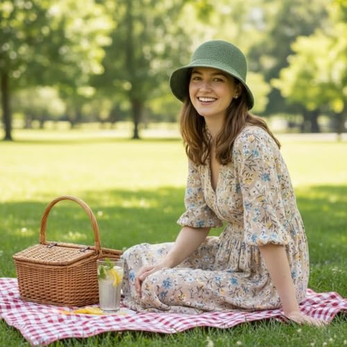 Women Straw Hat Beach Sun Cap Foldable Paper Knitted for Travel Summer Vacation Soft Lightweight Breathable - color: Green