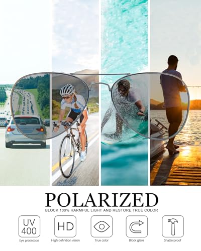 JOOX Polarized Aviator Sunglasses for Women Men, UV400 Protection Lens and Lightweight Metal Pilot Frame JX2775 - color: Shiny Gold/Blue Mirror