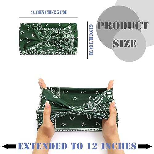 FULZTEY Boho Headbands for Women Fashion Wide Hairbands Knotted Headwarp Non Slip Bandana Stretchy Yoga Workout Sweat Band Paisley Print Turban Trendy Head Bands for Women's Hair Accessories 4 Pack - color: Style 21