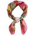 QBSM Womens 23.6 inch Satin Silk Feeling Formal Square Neck Scarf Head Hair Wraps Kerchief - color: Big Chain-pink