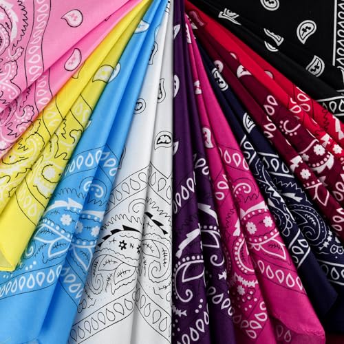 NACHLYNN 10/20pcs Paisley Bandanas Assorted Bandanas Cowboy Polyester Headbands Square Scarf Headwear - color: Rainbow Color