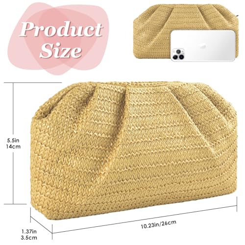 ERKOON Clutch Purse for Women Elegant Pleated Evening Bag Crossbody Shoulder Handbag Envelope Bag with 2 Detachable Chain - color: Khaki