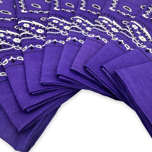 Vamqor 100% Cotton 10 Pack Fine Bandanas - color: Purple