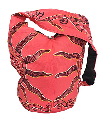 Mandala Crafts Hippie Bag, Large Boho Hobo Purse for Women, Crossbody Shoulder Sling Bags for Indie Style Bohemian Accessory - style: Red Sun