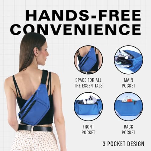 Blue Fanny Pack Belt Bag I Mens Fanny Packs for Women Fashionable - Crossbody Bag Bum bag Waist Bag Waist Pack - Hands Free for Hiking, Running, Travel, Waterproof and more - color: Blue - Solid