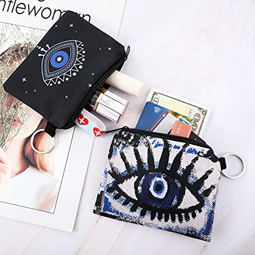 Boao 10 Pieces Small Coin Purse for Women Adults, Change Purse Pouch Mini Wallet Coin Bag with Zipper (Devil's Eye Series) - style: Devil's Eye Series