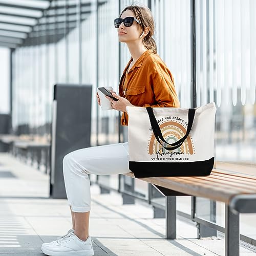 Sieral 10 Pcs Teacher Appreciation Gift Rainbow Canva Teacher Tote Bags Pack Retirement Thank You Reusable Bag Women Summer(Awesome) - style: Awesome