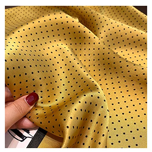 Aufeel Women's 100% Pure Mulberry Silk Small Square Scarf - Neckerchief Women - Silk Headscarf - 21" x 21" - color: Dotdot Yellow