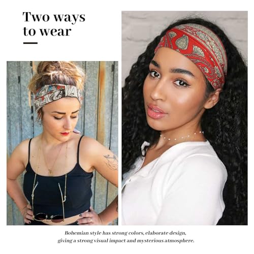 Awumbuk Wide Headbands for Women Knotted No Slip Head Bands Soft Turban Headband Hair Accessories Boho African Solid Color Head Wraps for Women Yoga Workout (Blue) - color: Blue