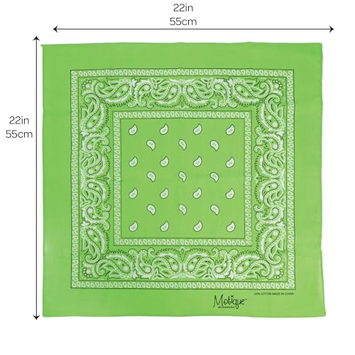 Motique Accessories 22 Inch Cotton Paisley Bandana - color: Green