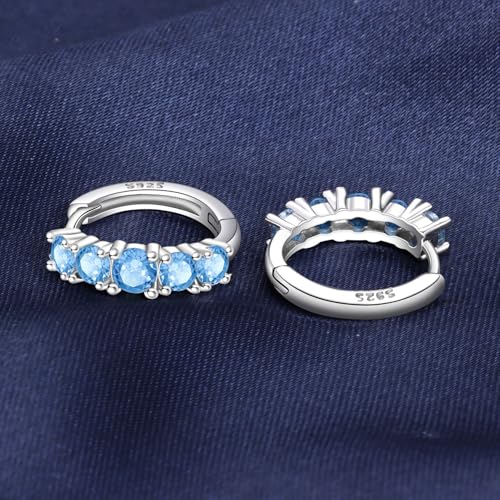 Earrings for Women 925 Sterling Silver Hoop Earring Colorful Cute Fashion Hoop Earrings Graduation Birthday Jewelry Gifts for Women - color: Rhinestone Earrings - Light Blue