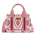 Wrangler Mini Aztec Tote Bag for Women Boho Small Top Handle Purse with Adjustable Strap - color: Boho Pink