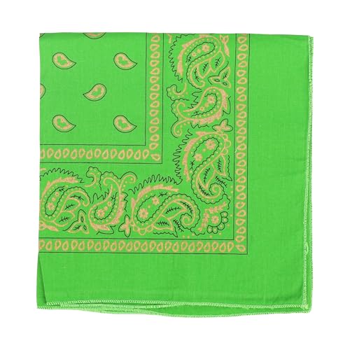 Motique Accessories 22 Inch Cotton Paisley Bandana - color: Apple Green Gold