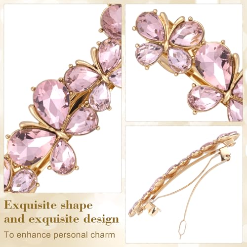 Joez Wonderful Rhinestone Hair Clips, Bridal Hair Accessories for Women, Sparkly Crystal Hair Pins, Fancy Hair Barrettes for Wedding, Bride, Long Hair (Pink Butterfly, 1 Pcs) - color: Butterfly Pink