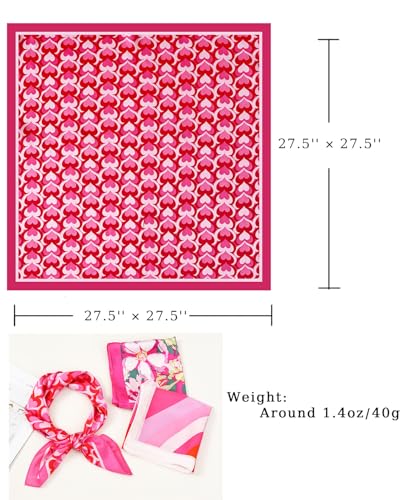 Satin Bandana Headscarf for Women Silky Hair Scarves for Fashion Lightweight - color: 25-pink Heart Shape