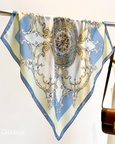 Satin Bandana Headscarf for Women Silky Hair Scarves for Fashion Lightweight - color: 10-blue Roman