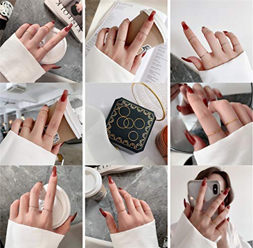 8pcs 1MM Thin Stainless Steel Knuckle Midi Stacking Rings for Women Plain Band Comfort Fit - color: Dome - Gold 8pcs(size 3 to 10)