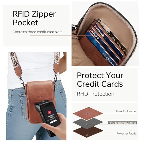 GEMIU Small Crossbody Bags for Women Cell Phone Purse Crossbody Wallet Purses with Card Slots - color: Brown
