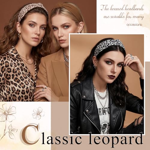obeoby 8Pcs Fashion Leopard Headbands for Women, Knotted Headbands for Hold Hair Y2k Hair Accessories Set - color: Leopard series