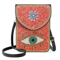 Small Beaded Crossbody Bag for Women, Boho Cell Phone Shoulder Purse Wallet with Handcrafted Colorful Beads - color: Eye-pink