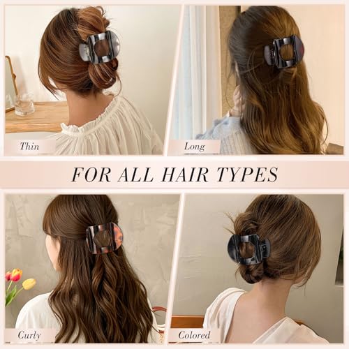 Obeoby 6 PCS Flat Hair Clips, Medium Flat Claw Clips French Hair Barrettes Accessories for Women Girls (Tortoiseshell) - color: Leopard