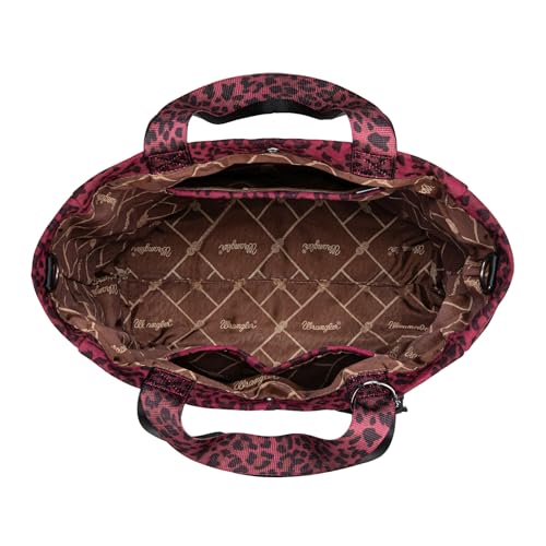 Montana West Wrangler Large Tote Bag for Women Designer Leopard Print Purse for Travel Work Gym - color: Red