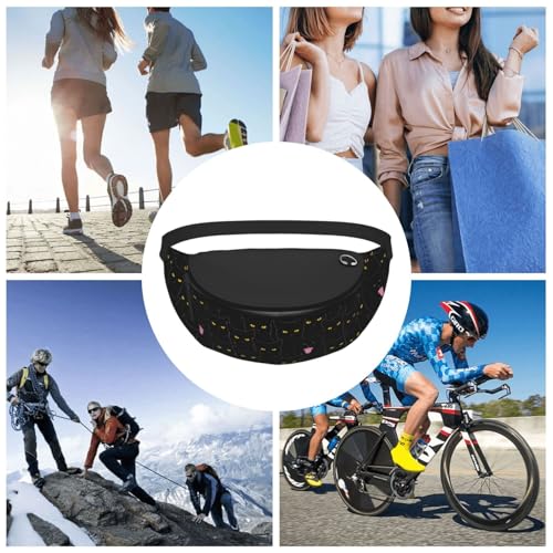 cute black cat funny halloween Fashion casual fanny pack waist bag men women adjustable belt waist bag for travel hiking cycling running festival carnival - color: Black31