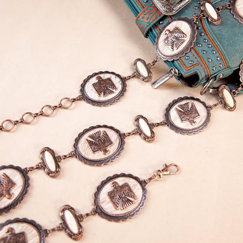 Montana West Rustic Couture's Large Western Concho Metal Belts for Women Cowgirl - color: Brilliant White