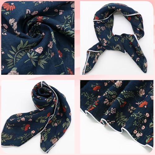 Bandanas for Women Men 21"x21" Floral Headband Scarf Versatile Hair Bandana Square Head Scarf - color: Navy Painting