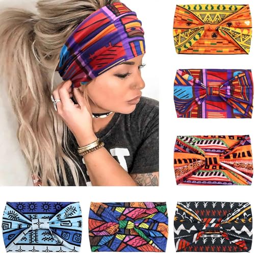 Awumbuk Wide Headbands for Women Knotted No Slip Head Bands Soft Turban Headband Hair Accessories Boho African Solid Color Head Wraps for Women Yoga Workout (Orange) - color: Orange