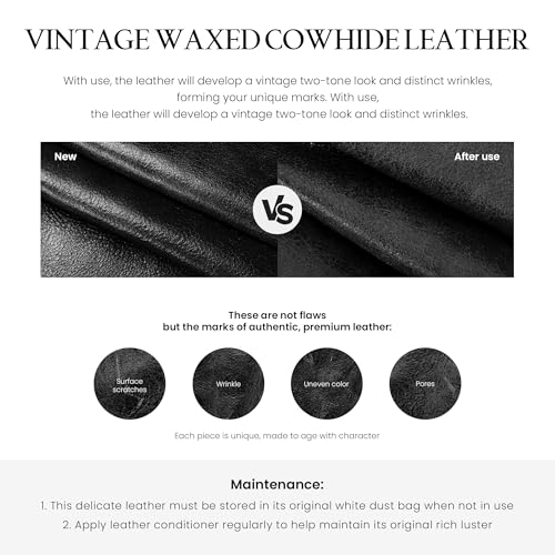 befen Vintage Genuine Leather Satchel Tote Bag for Women, Top Handle Handbags Leather Purse, Large Shoulder Crossbody Bags - color: Black