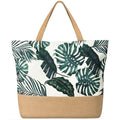 Trifabricy Beach Bag for Women, Large Beach Tote Bags with Zipper, Woven Straw Tote Waterproof, Swim Gym Shopping Travel Bag - color: Navy Leaves