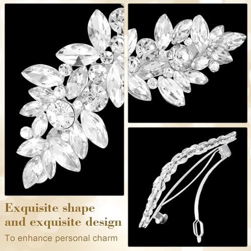 Joez Wonderful 2 Pcs Rhinestone Hair Clips, Silver Bridal Hair Accessories for Women, Sparkly Crystal Hair Pins, Fancy Flower Hair Barrettes for Wedding, Bride (Rhinestone) - color: Rhinestone (2pcs)